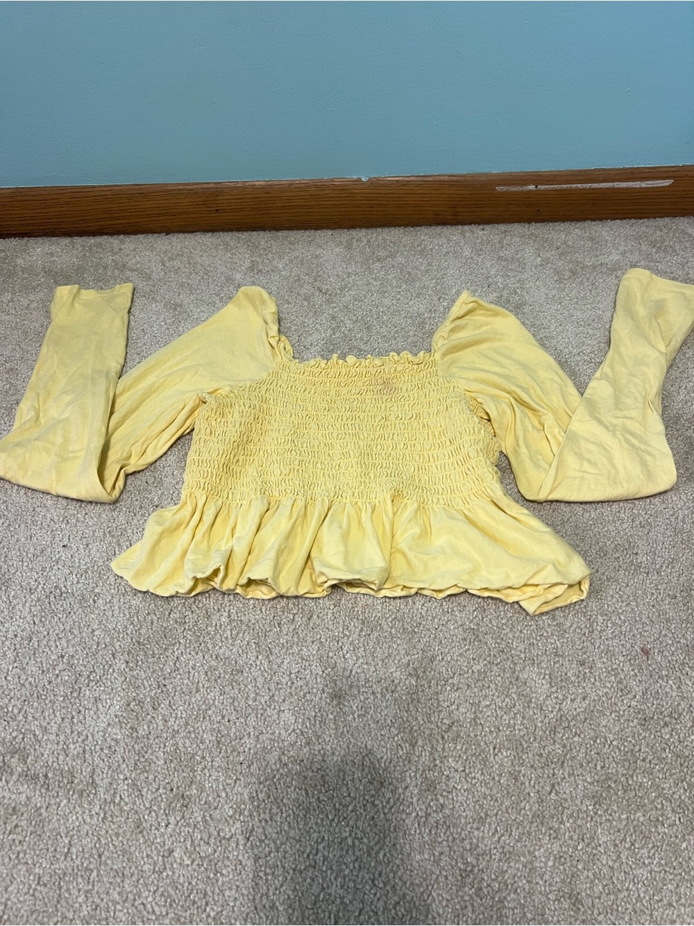 Truly Madly Deeply Yellow Smocked Peasant Top